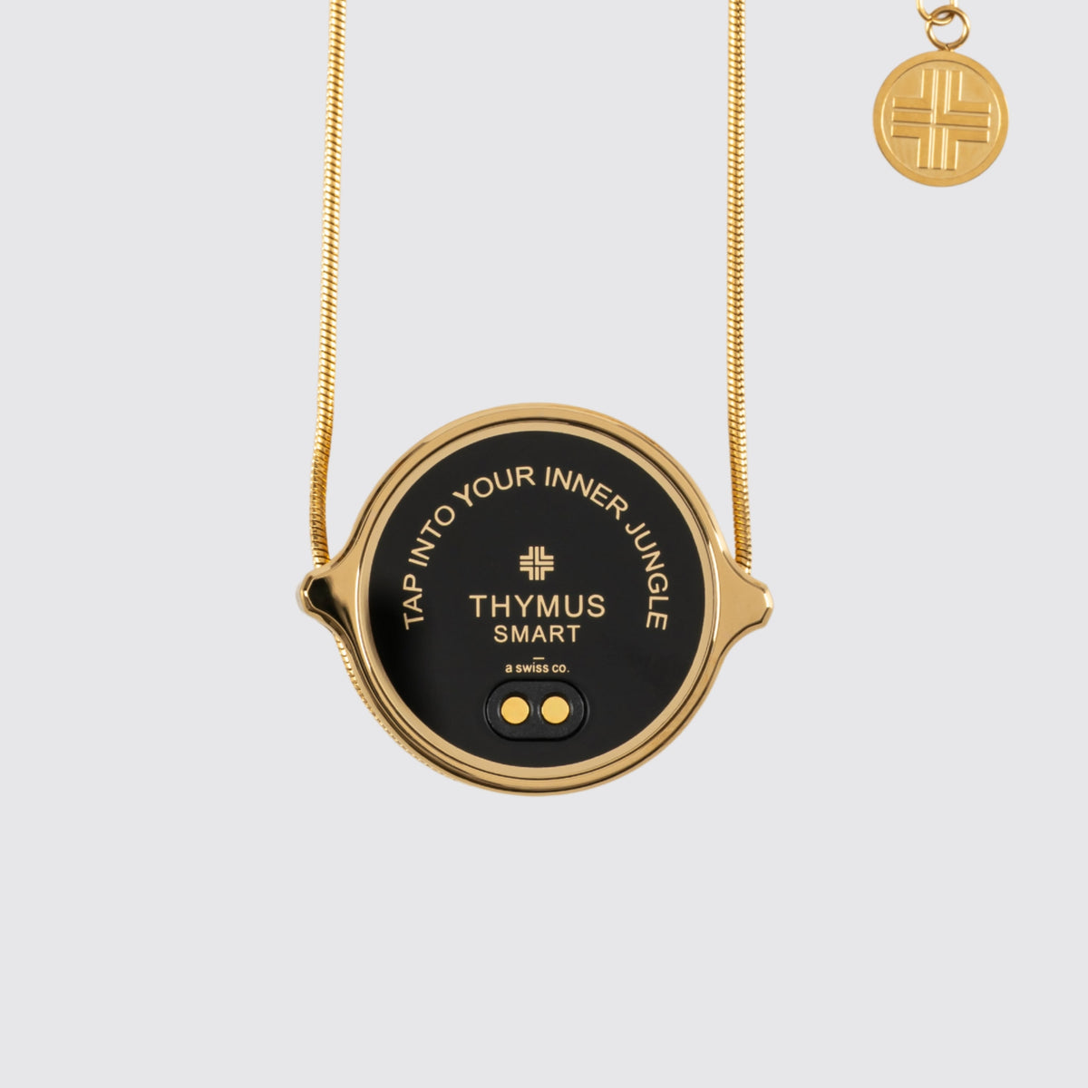 Rückseite ThymusSmart® V2 Pro Gold mit Magnet Ladepunkte und Branding